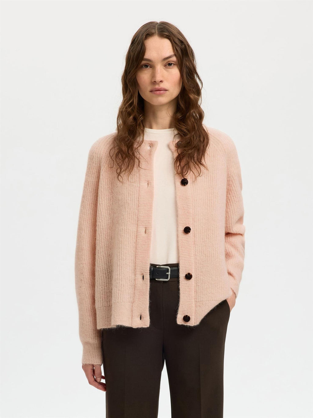 SLFLulu Ls Knit Short Cardigan-Pale dogw