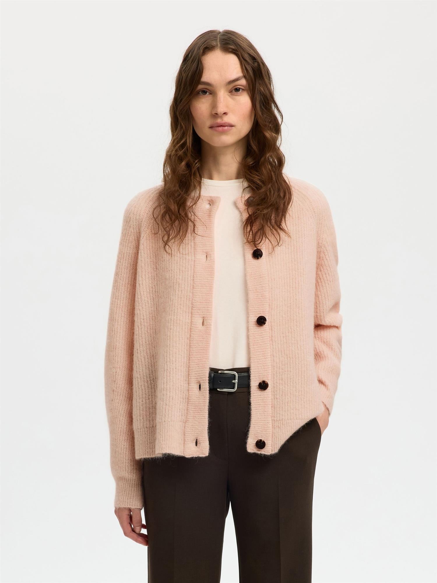 SLFLulu Ls Knit Short Cardigan-Pale dogw