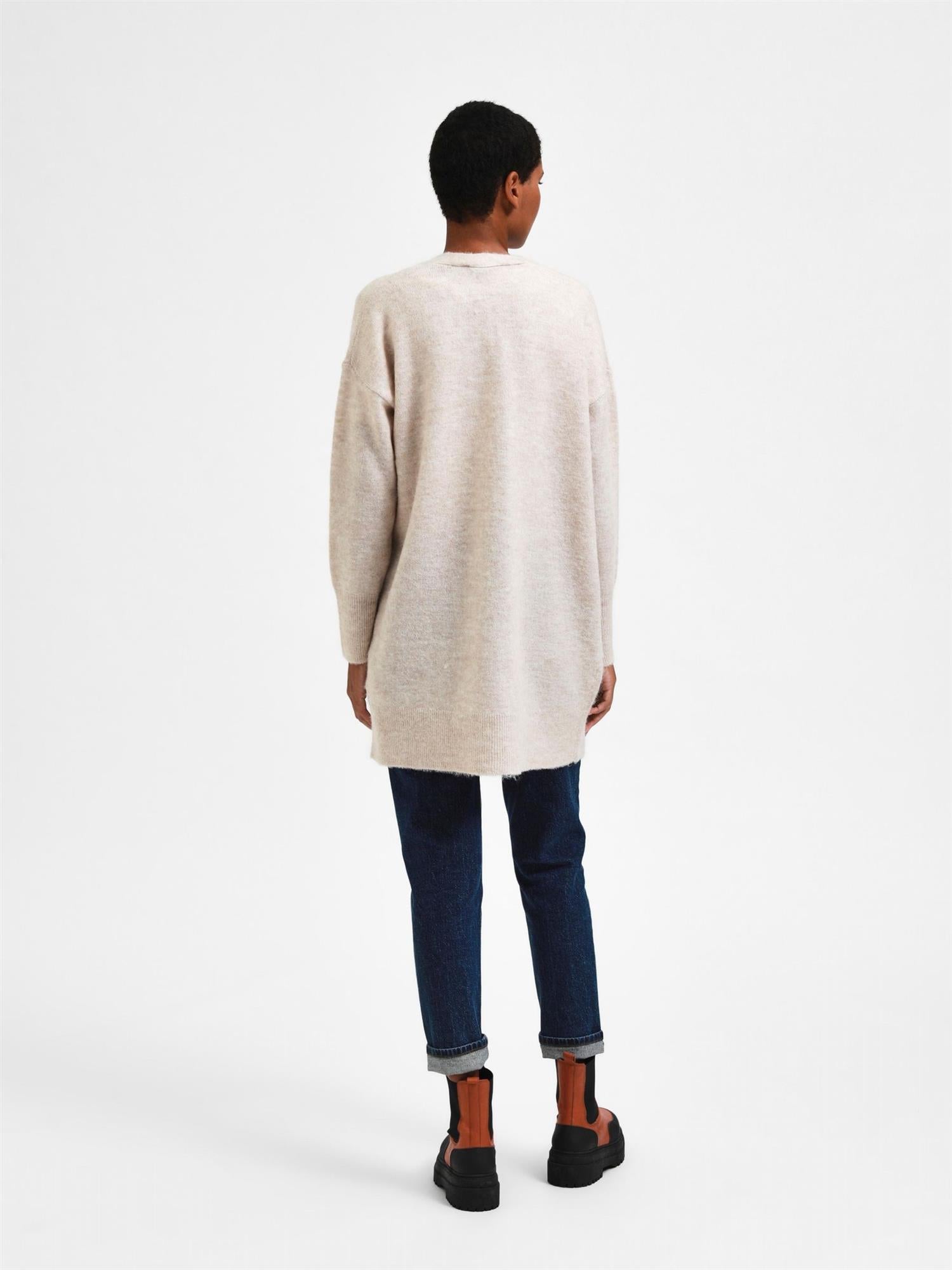 SLFLULU New Ls Knit Long Cardigan-birch