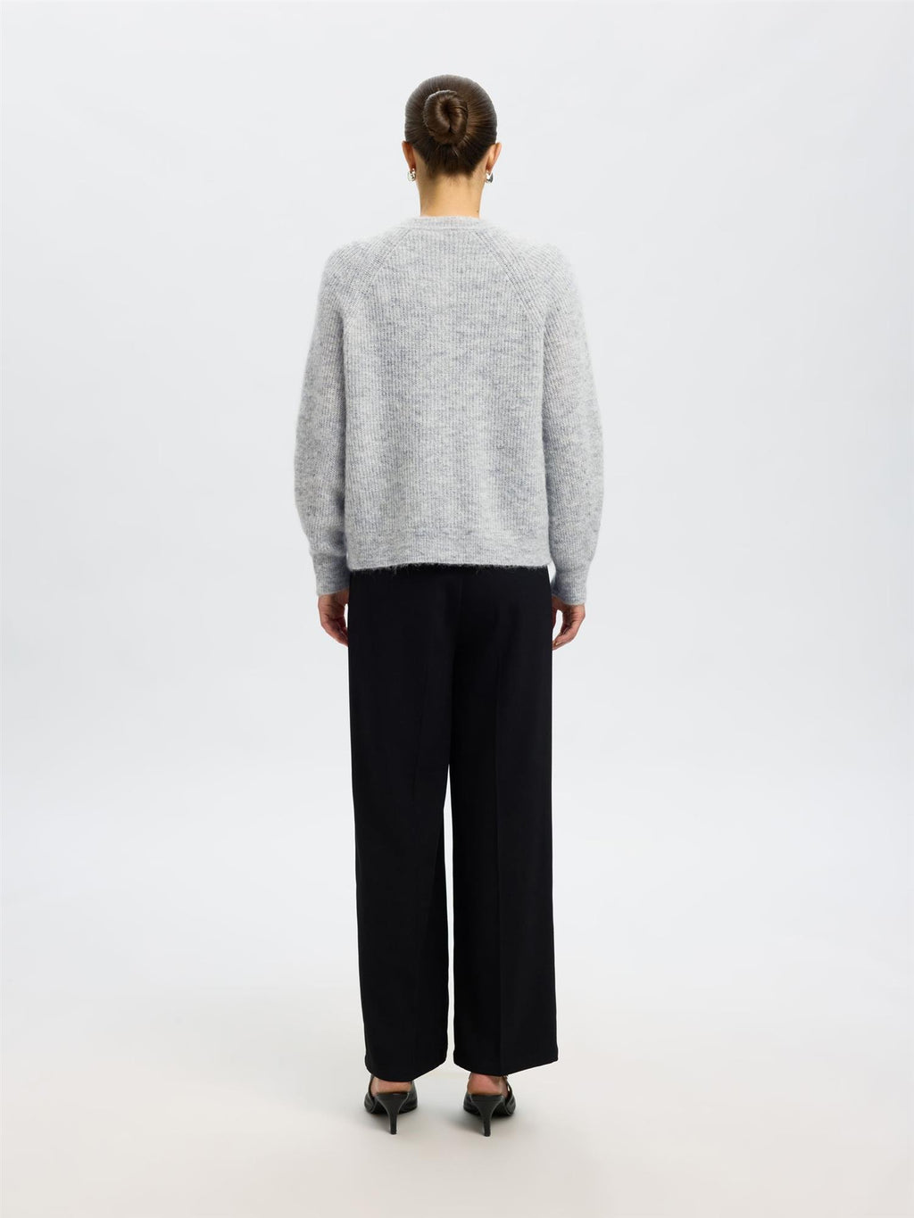 SLFLulu Ls Knit Short Cardigan-light grey