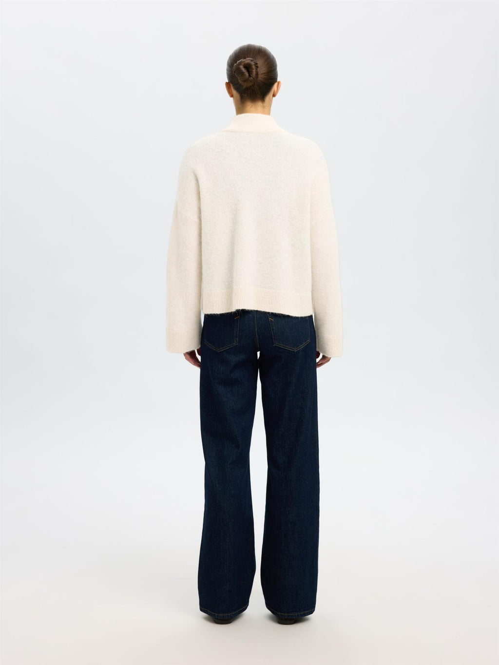 SLFSia Ras Knit Zipper Cardigan-birch