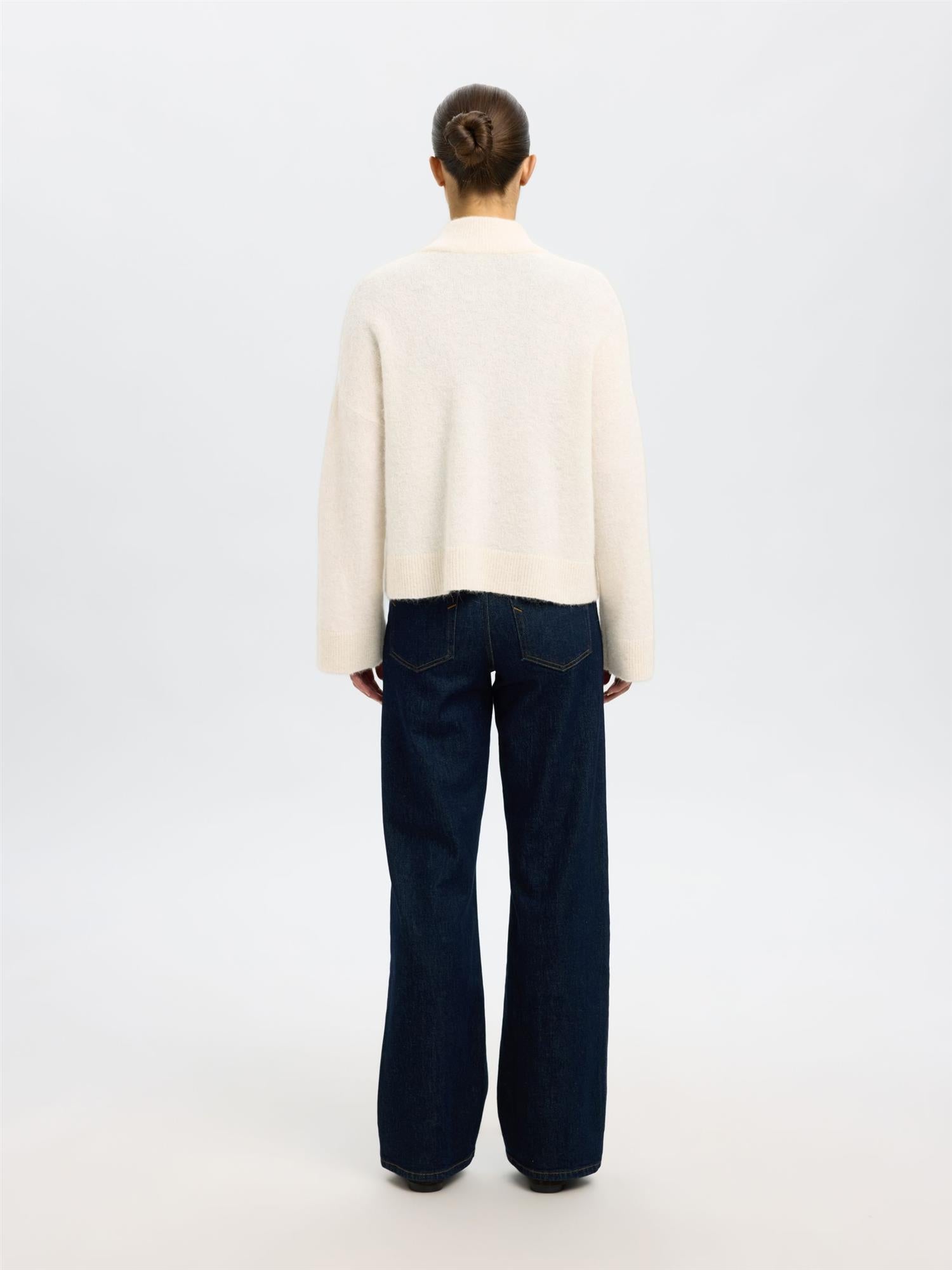 SLFSia Ras Knit Zipper Cardigan-birch