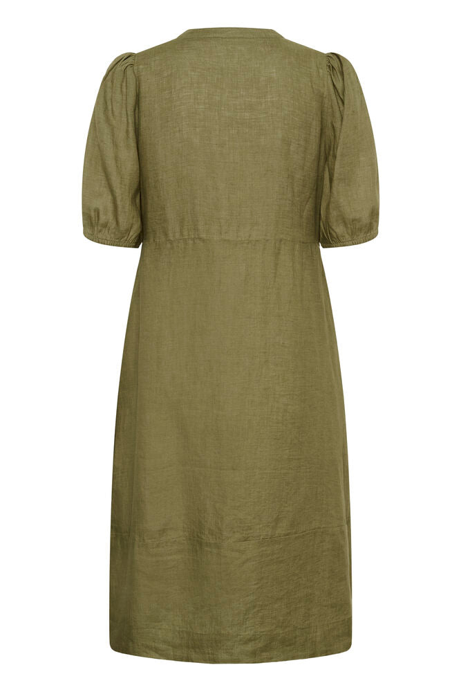 Cuaniela Molly Ss placket Dress-dusky green