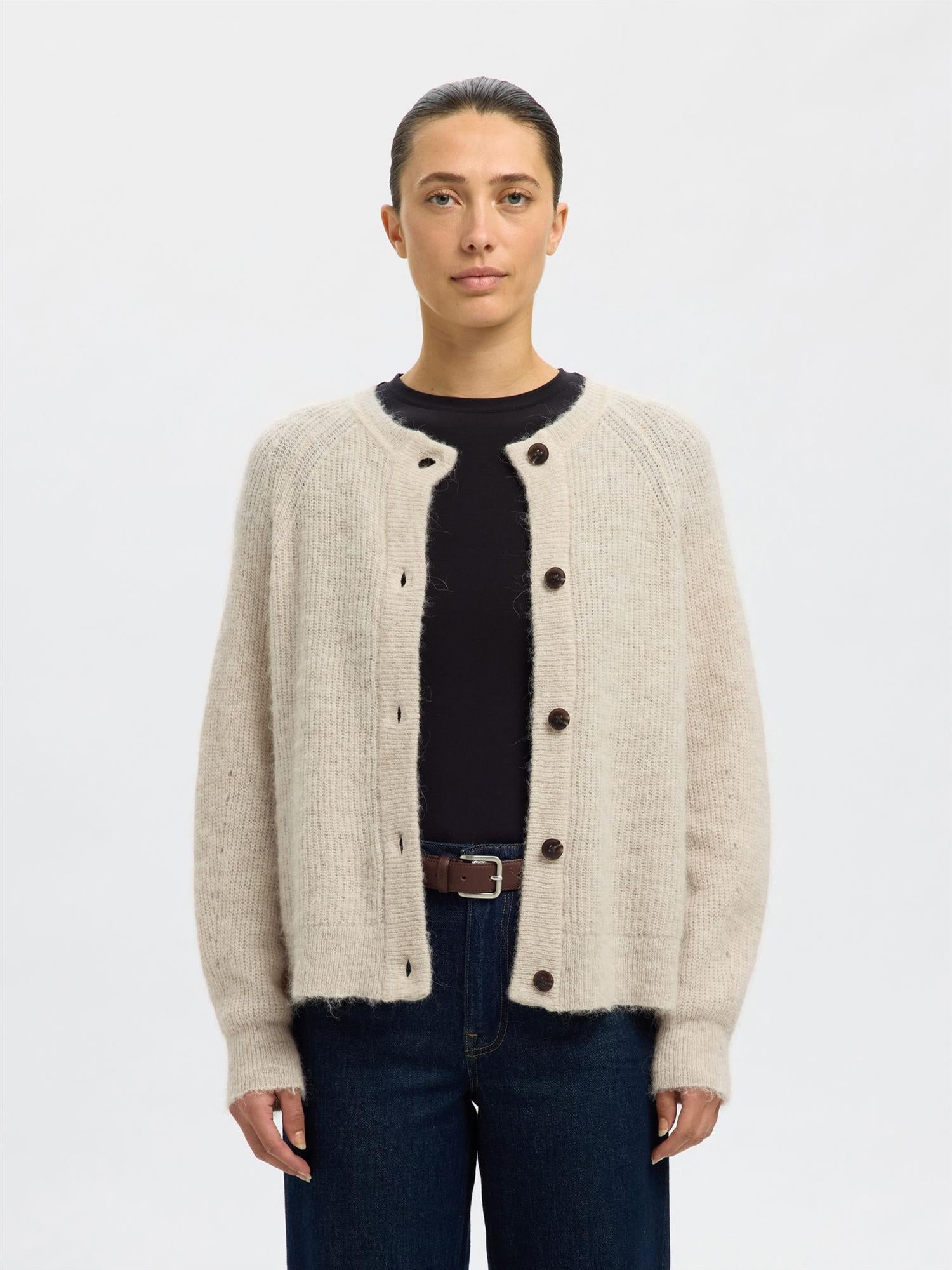 SLFLulu Ls Knit Short Cardigan-birch