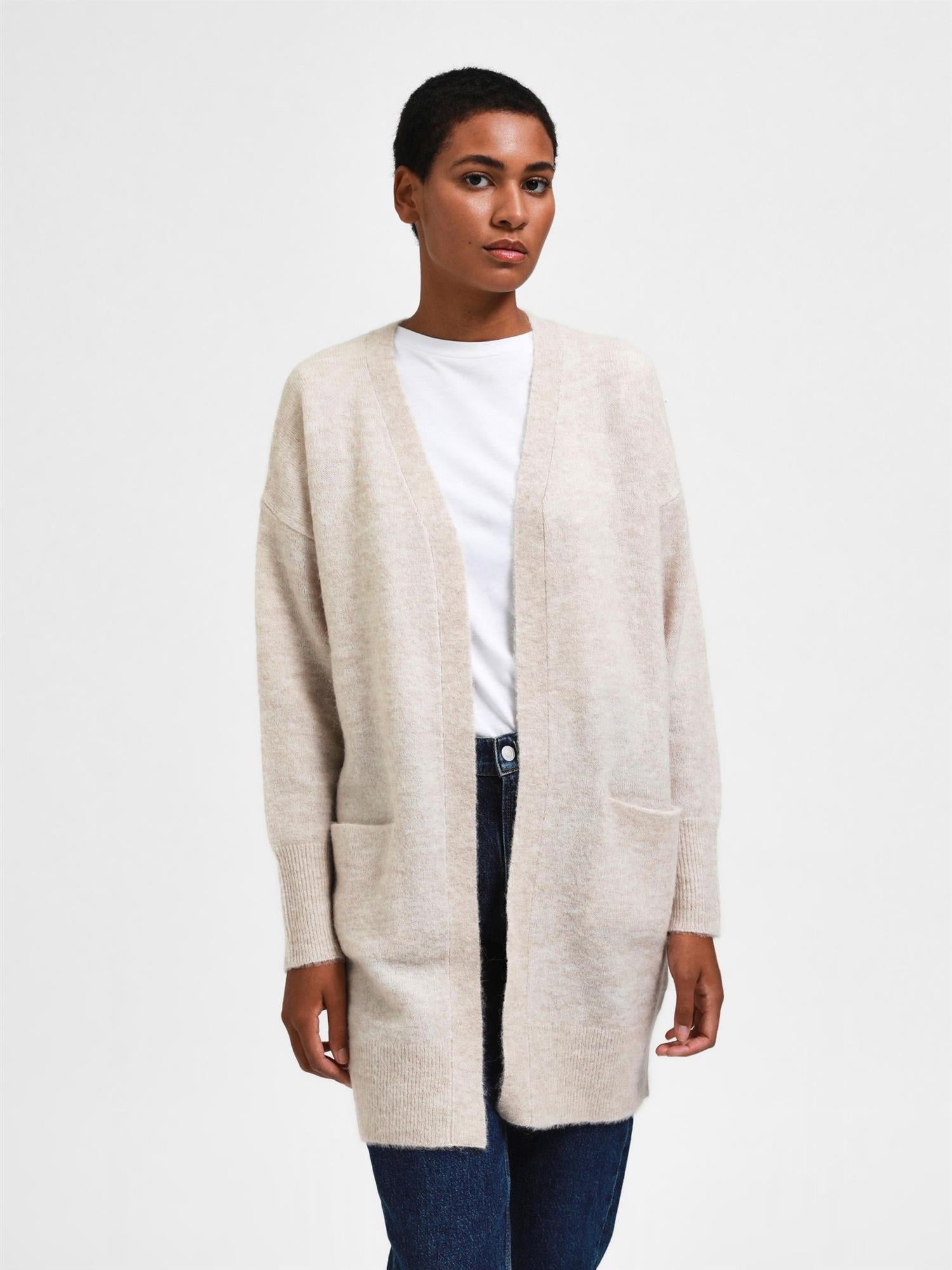 SLFLULU New Ls Knit Long Cardigan-birch