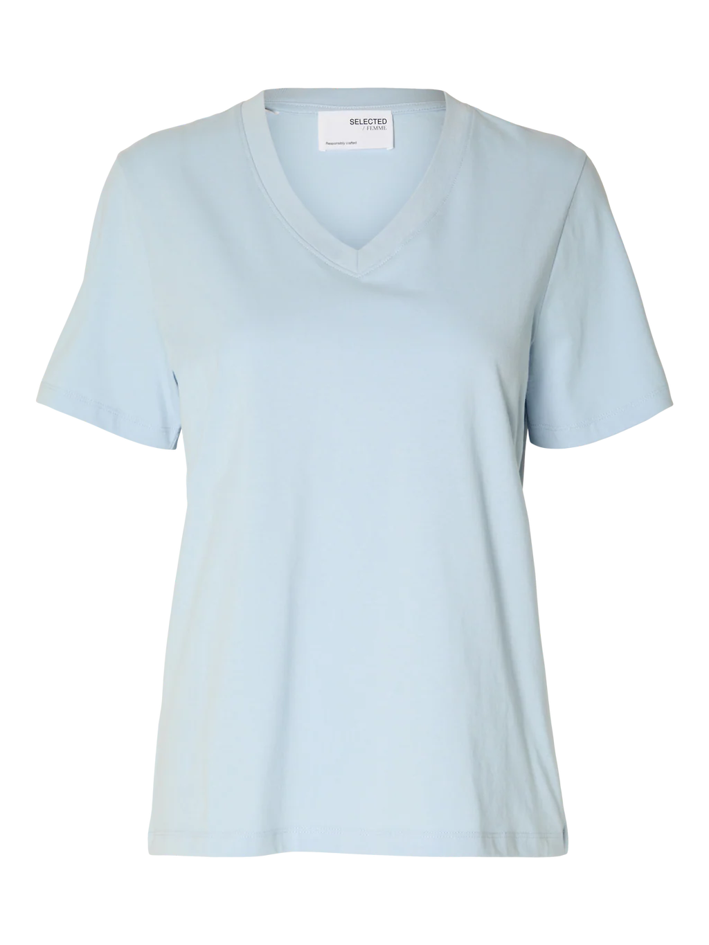 SLFEssential SS v-neck-cashm blue
