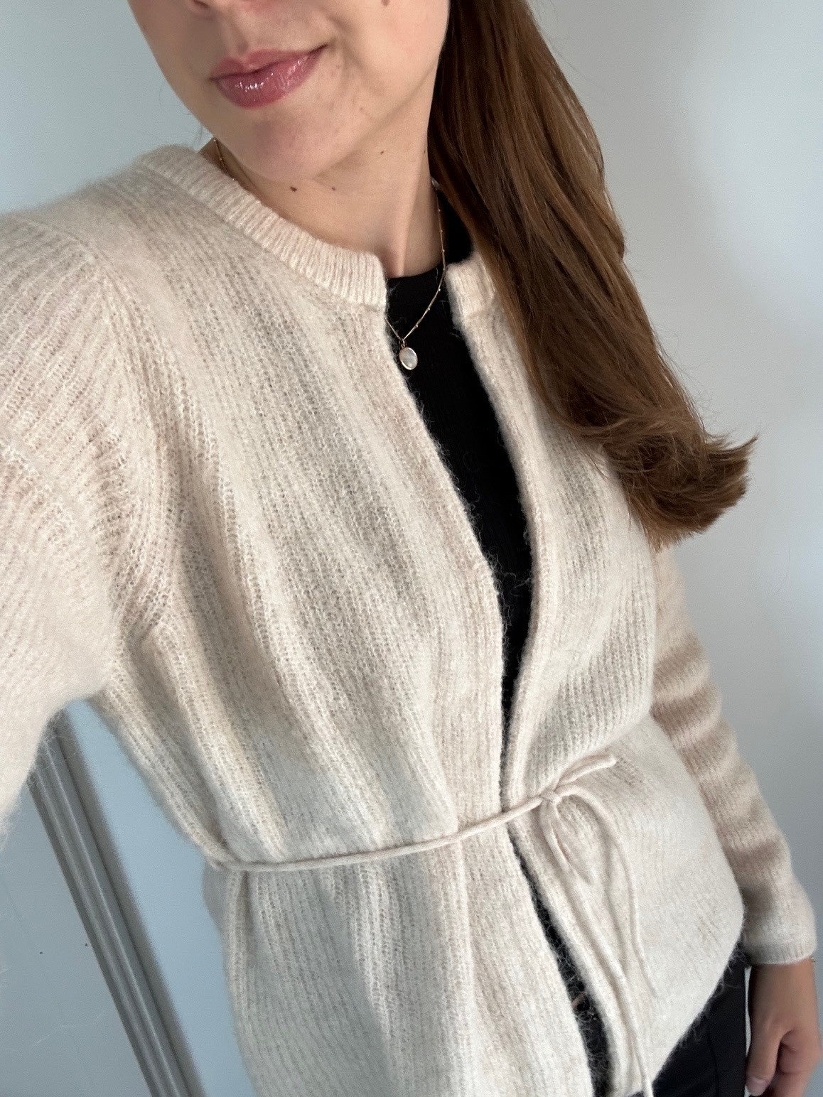 SLFSia Ras Ls Knit Belt cardigan-birch