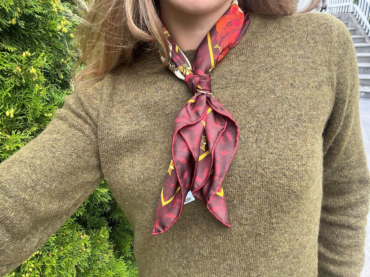Ronja Silk Scarf -burgunder